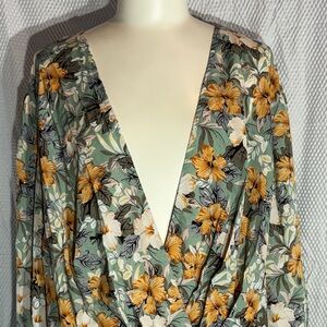 SHEIN flowers crossed blouse bodysuit